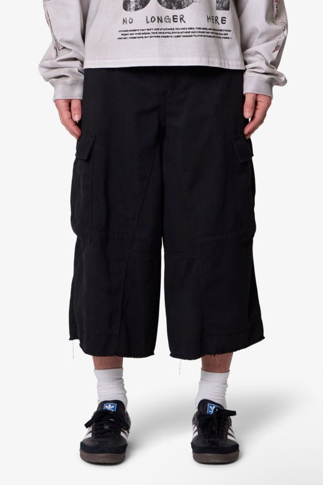 Extra Long Black Cargo Shorts