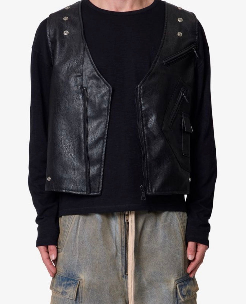 Leather Zipper Vest