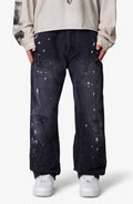 Torn Double Knee Pants Black Wash