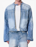 Paneled Blue Wash Denim Jacket