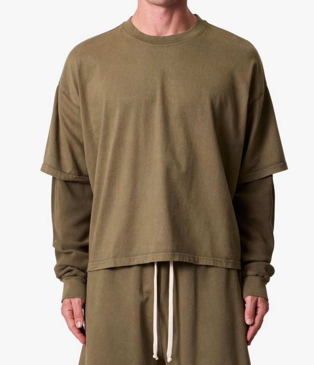 Layered Thermal & Sweat Shorts Olive Set
