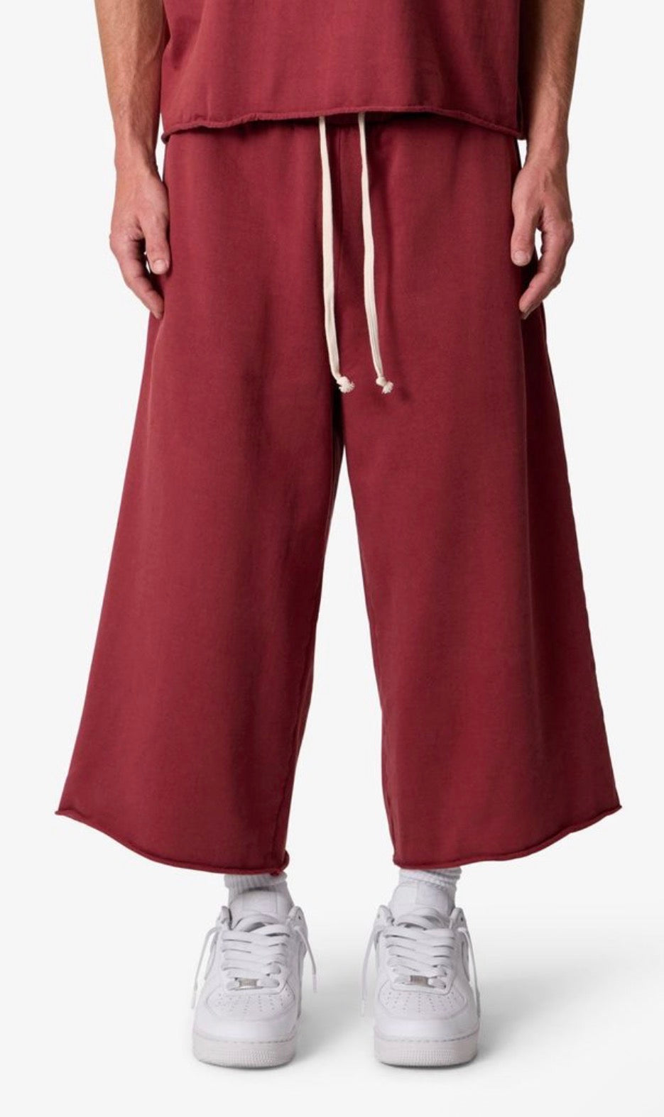 Layered Thermal & Sweat Shorts Maroon Set
