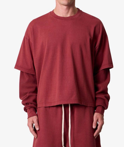 Layered Thermal & Sweat Shorts Maroon Set