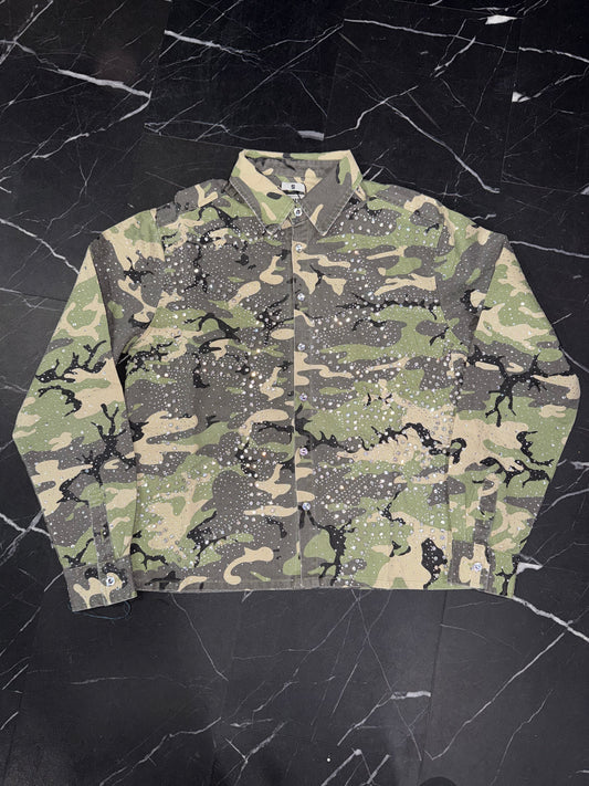 Camo Rhinestone Flannel