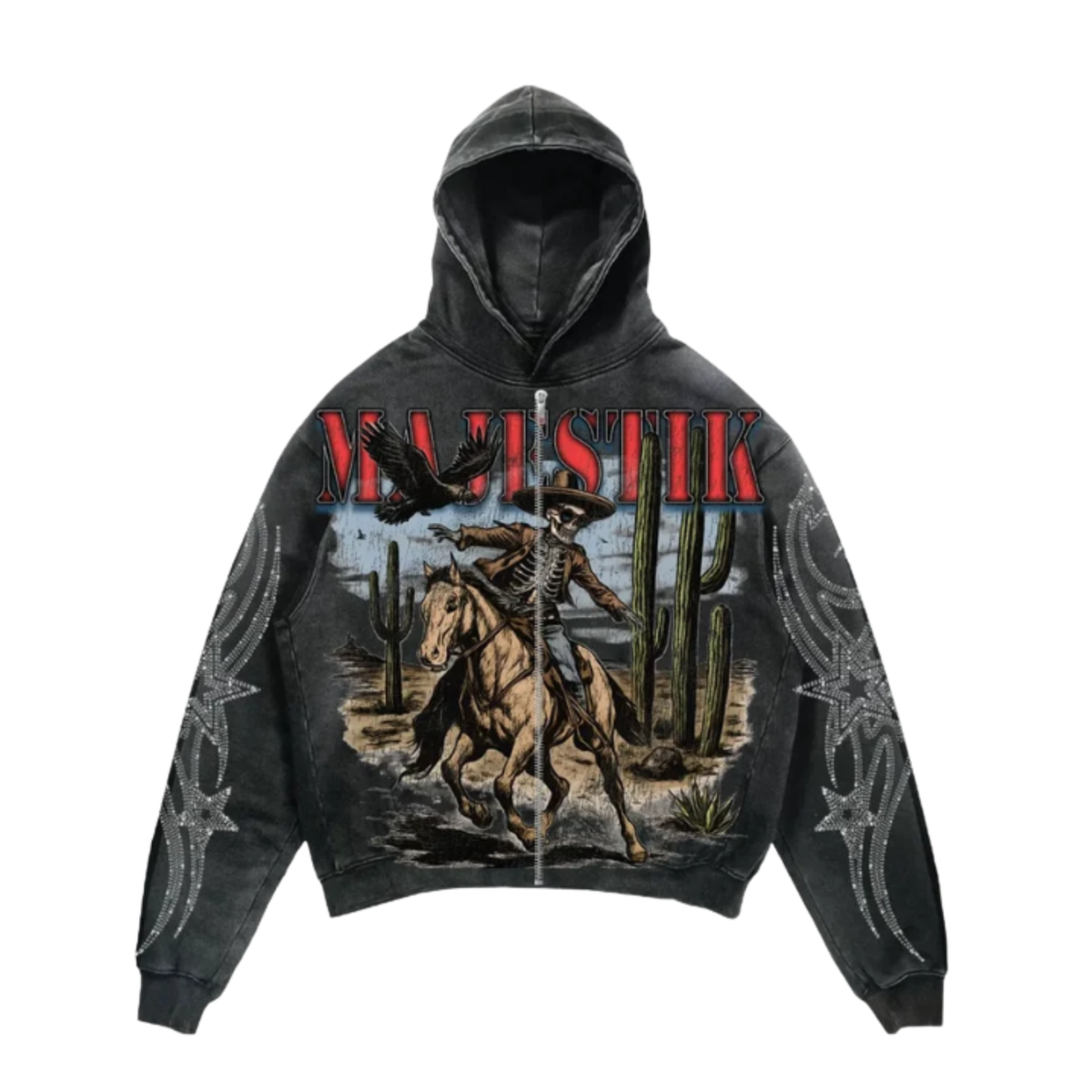Majestik Black Cowboy Zip Up