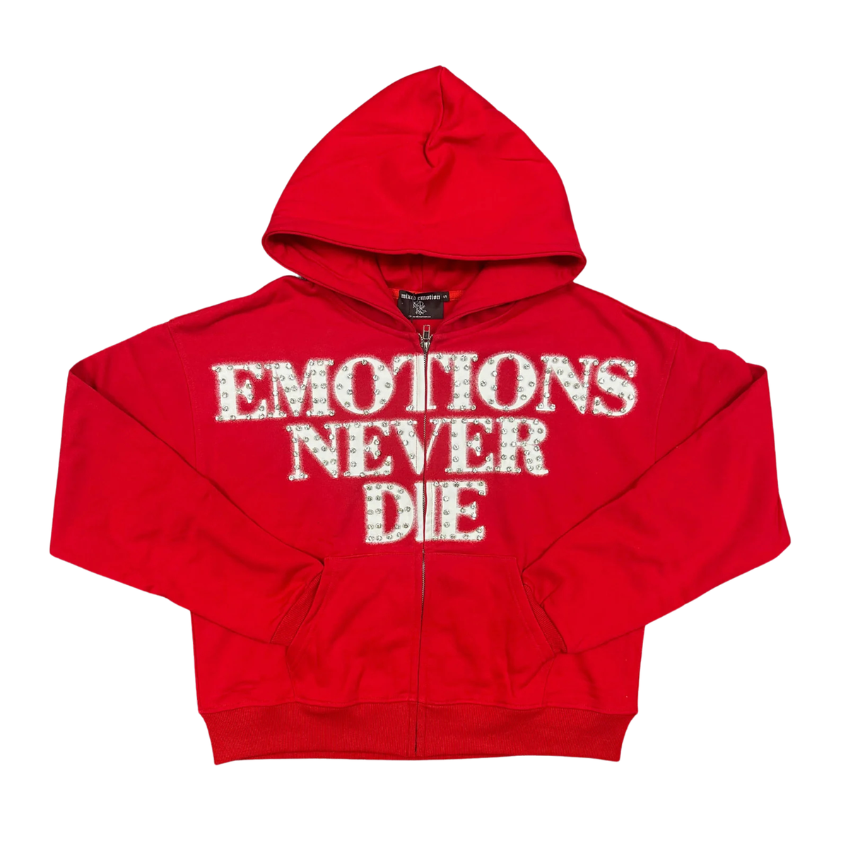 Mixed Emotion Red End Rhinestone Hoodie