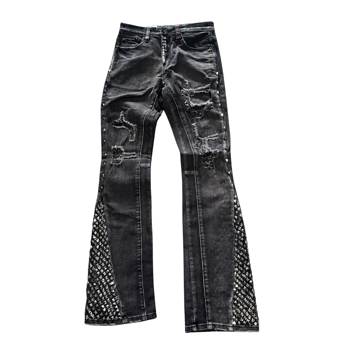 Preme Black Flared Stud Jeans